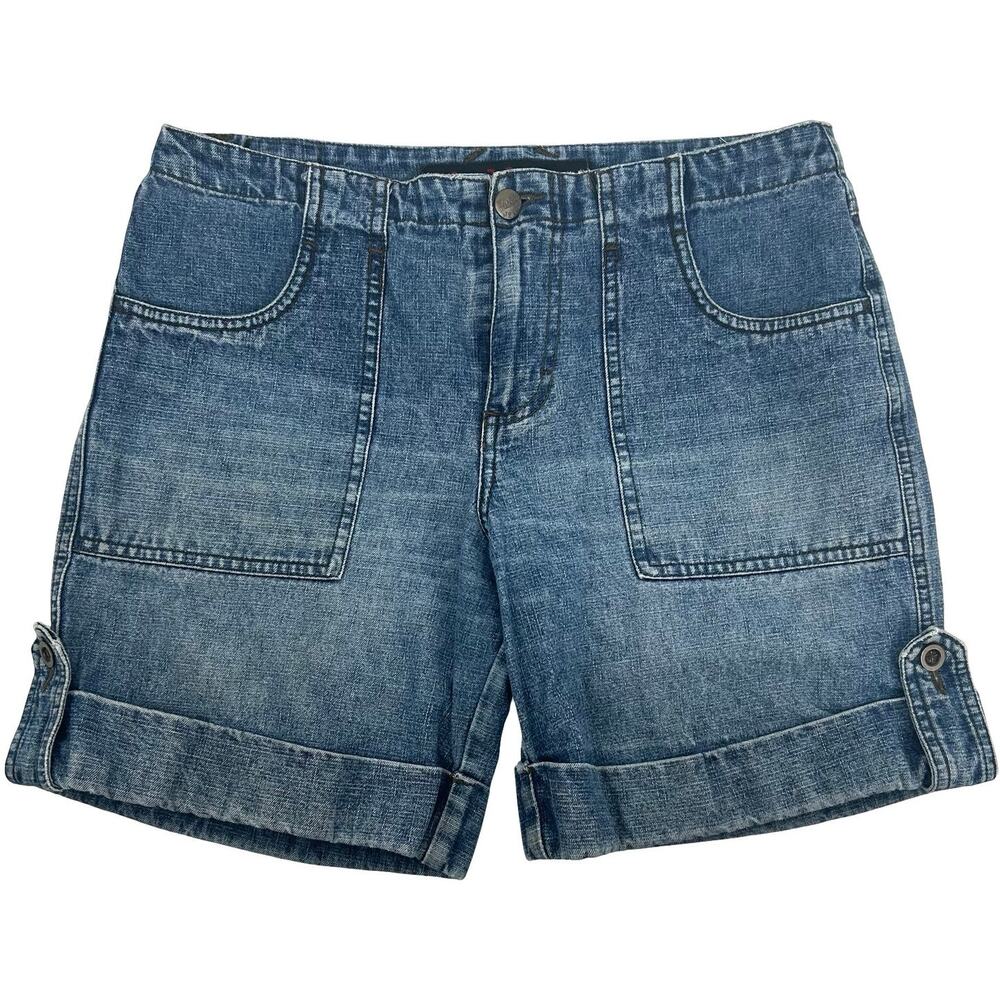 Vintage y2k Women's Mid Rise MUDD Button Roll Up Blue Denim Jean Shorts Size 7